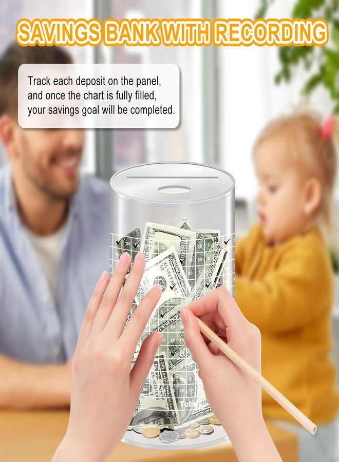 CAPHONT Clear Piggy Bank, Acrylic Unopenable Money Box Must Broken to Open Challenge Bank for Girls and Boys Money Box with Counter (5,000 Dollars, Medium) - Image 4